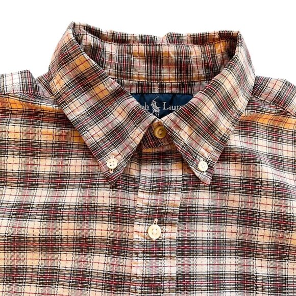 Ralph Lauren Other - Ralph Lauren Classic Fit Plaid Button Down Shirt Large Pony Logo Tan Green Red